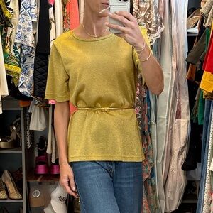 Vintage Requirements Metallic Gold Knit Top